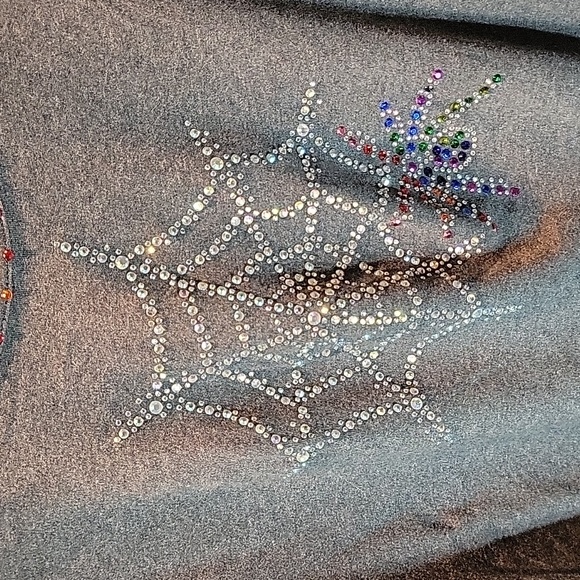 Quacker Factory 3X Halloween Spider Web 3/4 Sleeve Top. - Picture 3 of 5